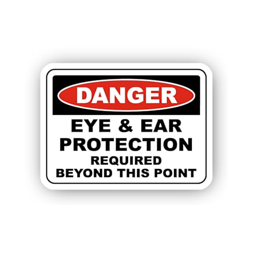 2 (Pieces) 3" and 5" Eye and Ear Protection Danger Sticker, Waterproof Vinyl Decals for Many Purpose