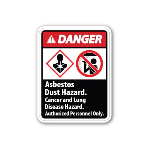 2 (Pieces) 3" and 5" Asbestos Dust Hazard Sticker, Waterproof Vinyl Decals for Many Purpose Like Car