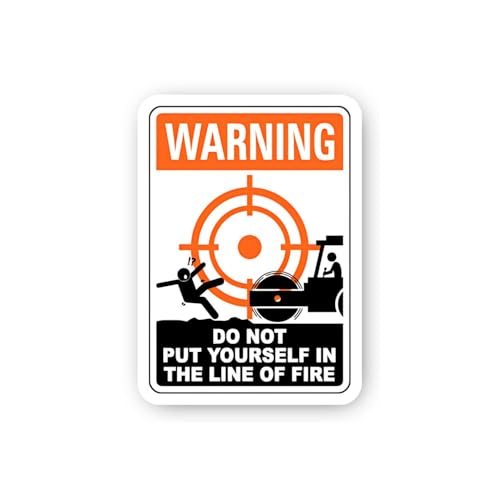 2 (Pieces) 3" and 5" Warning: Do Not Put Yourself in Line of Fire (Steamroller) Sticker, Waterproof