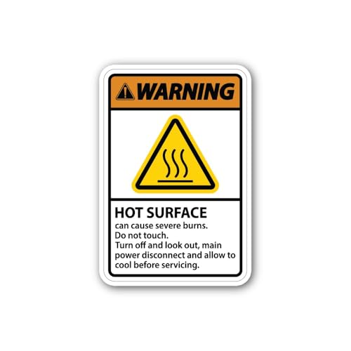 2 (Pieces) 3" and 5" Hot Surface can Cause Severe Burns Sign Sticker, Waterproof Vinyl Decals for Ma