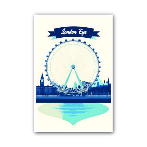 2 (Pieces) 3" and 5" The Millennium Wheel: London Icon Sticker, Waterproof Vinyl Decals for Many Pur