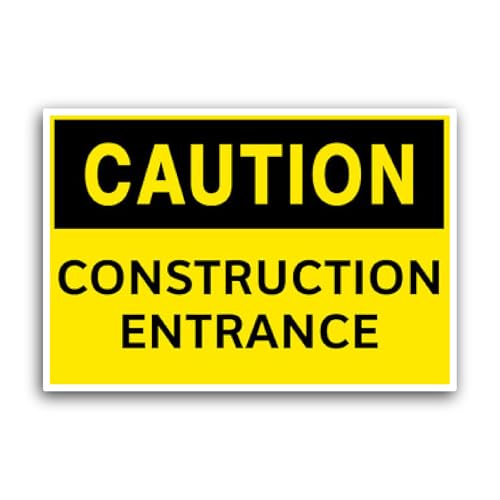 2 (Pieces) 3" and 5" Construction Entrance Sign Sticker, Waterproof Vinyl Decals for Many Purpose Li
