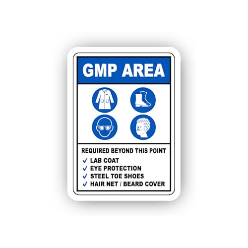 2 (Pieces) 3" and 5" GMP Checkpoint Required PPE Symbols Sticker, Waterproof Vinyl Decals for Many P
