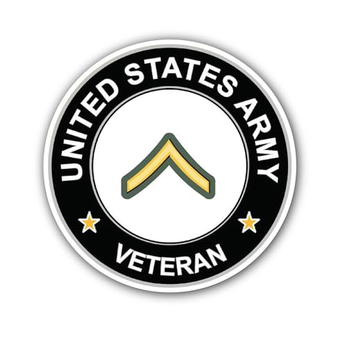 2 (Pieces) 3" and 5" U.S. Army Private Veteran Sticker, Waterproof Vinyl Decals for Many Purpose Lik