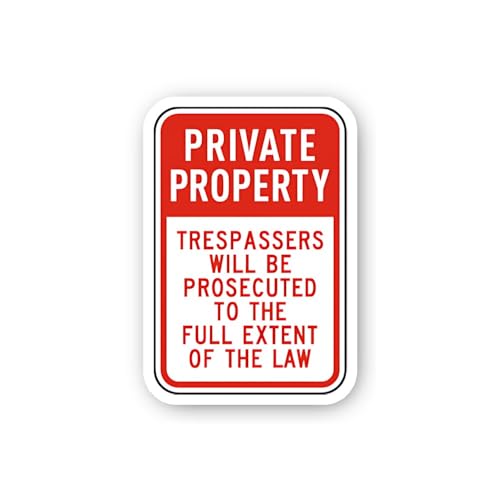 2 (Pieces) 3" and 5" Private Property Trespassers Prosecuted Sticker, Waterproof Vinyl Decals for Ma