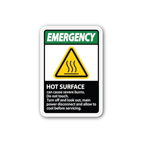 2 (Pieces) 3" and 5" Emergency hot Surface Sticker, Waterproof Vinyl Decals for Many Purpose Like Ca