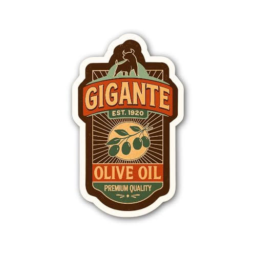 2 (Pieces) 3" and 5" GIG@NTE EST Olive Oil Premium Quality Sticker, Waterproof Vinyl Decals for Many