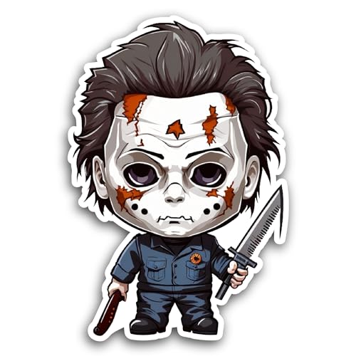 2 (Pieces) 3" and 5" Bloody Face Zombie Sticker, Waterproof Vinyl Decals for Many Purpose Like Cars,