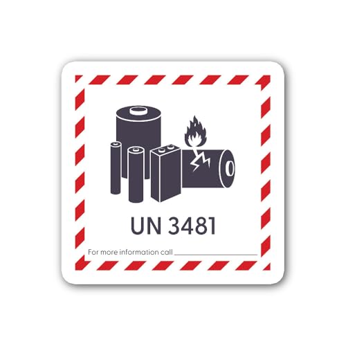 2 (Pieces) 3" and 5" UN 3481 Sign Sticker, Waterproof Vinyl Decals for Many Purpose Like Cars, Truck