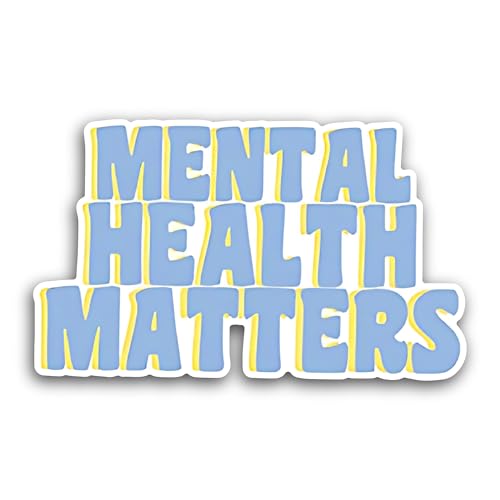 2 (Pieces) 3" and 5" Mental Health Text Design Sticker, Waterproof Vinyl Decals for Many Purpose Lik