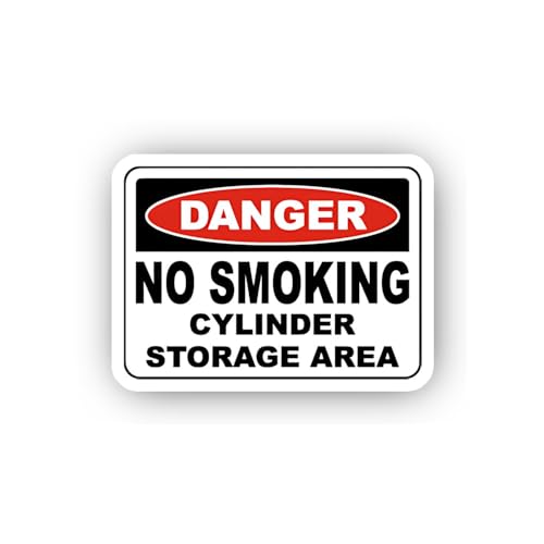 2 (Pieces) 3" and 5" Danger No Smoking Cylinder Area Sticker, Waterproof Vinyl Decals for Many Purpo