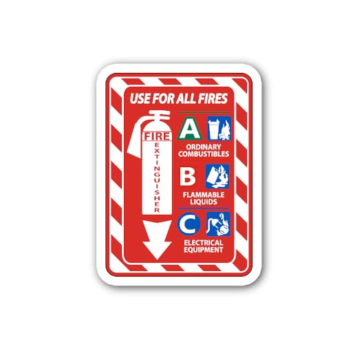 2 (Pieces) 3" and 5" Multi-Purpose Fire Extinguisher Instructions Sticker, Waterproof Vinyl Decals f