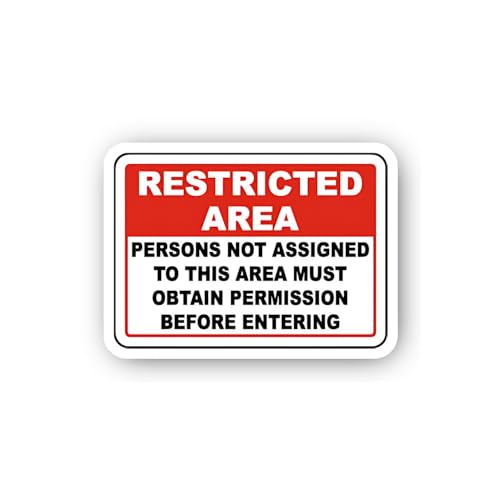 2 (Pieces) 3" and 5" Restricted Area Permission Required Sign Sticker, Waterproof Vinyl Decals for M