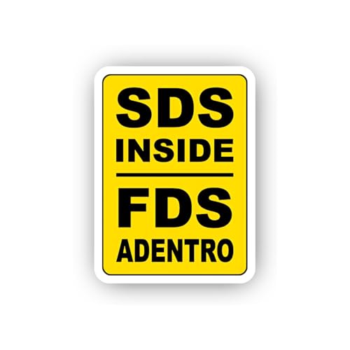 2 (Pieces) 3" and 5" Bilingual Yellow Interior Safety Label Sticker, Waterproof Vinyl Decals for Man