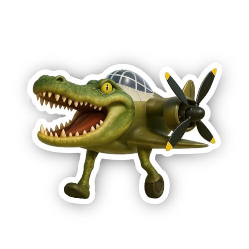 2 (Pieces) 3" and 5" Crocodile Plane Sticker, Waterproof Vinyl Decals for Many Purpose Like Cars, Tr