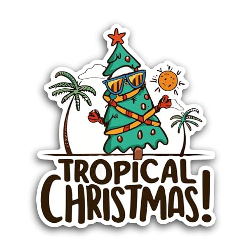 2 (Pieces) 3" and 5" Tropical Christmas Sticker, Waterproof Vinyl Decals for Many Purpose Like Cars,