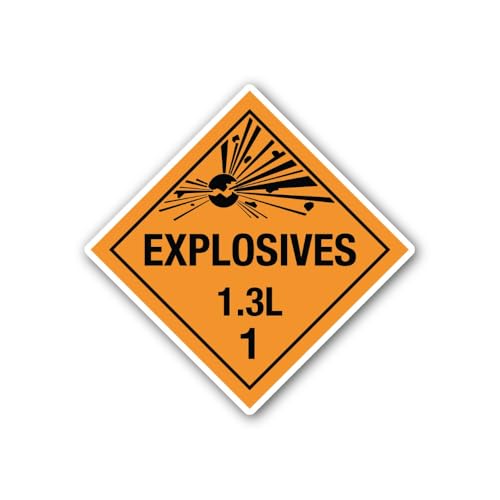 2 (Pieces) 3" and 5" Class 1.3L Explosive Division Placard Sticker, Waterproof Vinyl Decals for Many