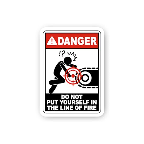 2 (Pieces) 3" and 5" Danger: Contact with Moving Chain/Tread Sticker, Waterproof Vinyl Decals for Ma