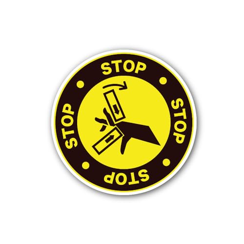 2 (Pieces) 3" and 5" Risk of a Hand or Fingers Being Caught Sign Sticker, Waterproof Vinyl Decals fo