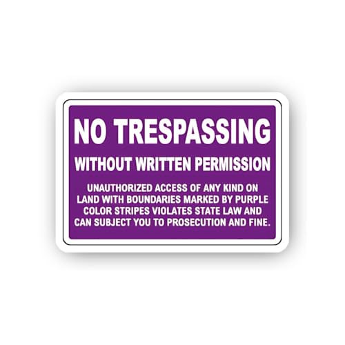2 (Pieces) 3" and 5" Purple Boundary No Trespassing Notice Sticker, Waterproof Vinyl Decals for Many