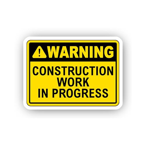 2 (Pieces) 3" and 5" Construction Work Warning Sticker, Waterproof Vinyl Decals for Many Purpose Lik