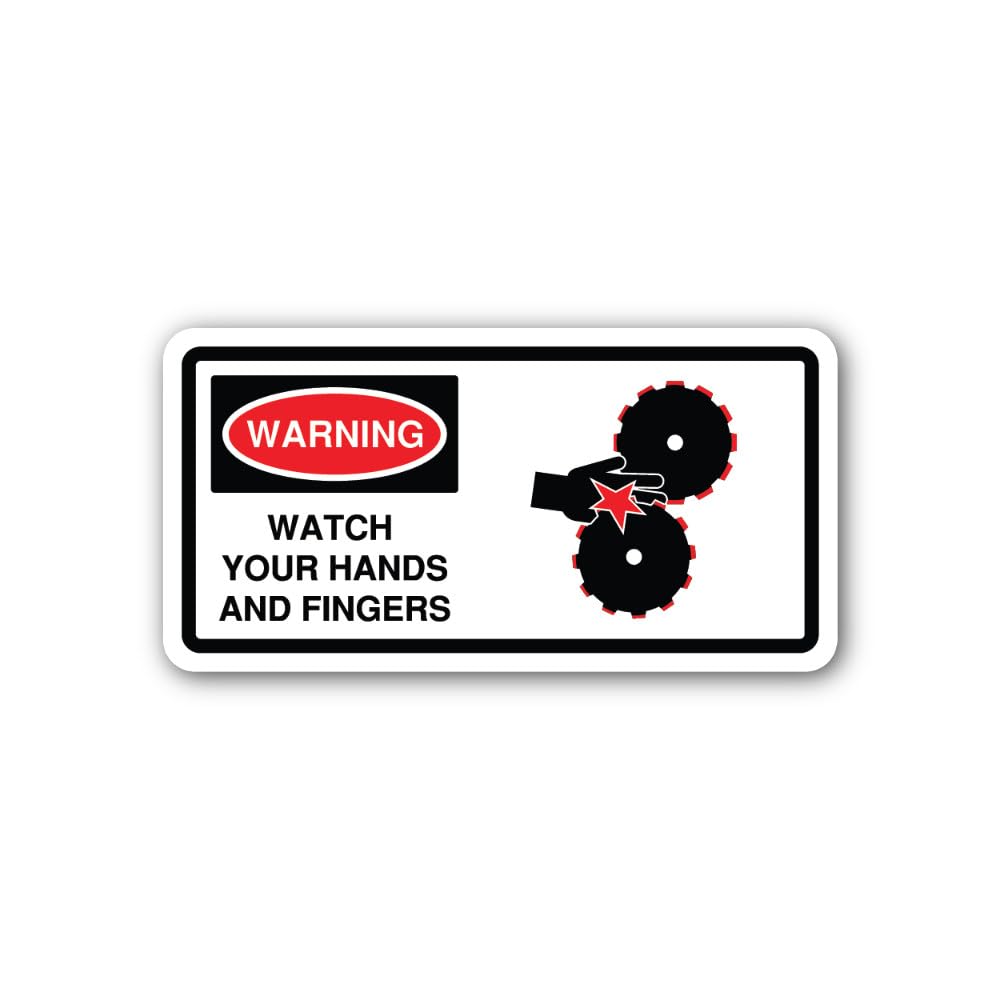 2 (Pieces) 3" and 5" Rotating Parts Entrapment Hazard Graphic Sticker, Waterproof Vinyl Decals for M