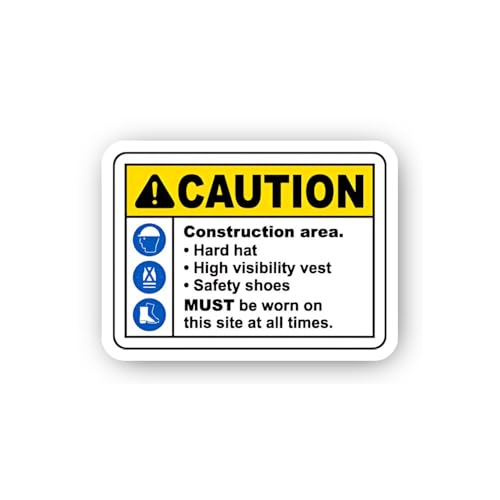 2 (Pieces) 3" and 5" Safety Equipment Requirement Horizontal Sign Sticker, Waterproof Vinyl Decals f