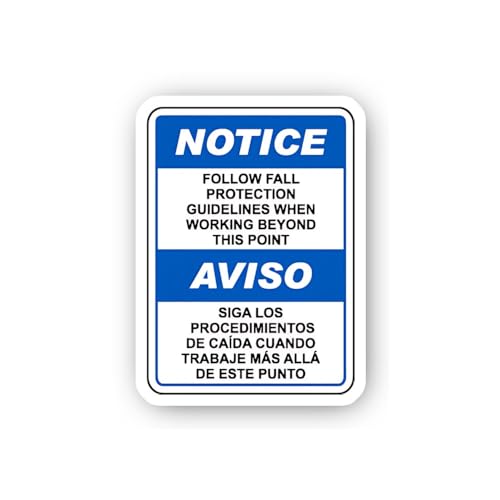 2 (Pieces) 3" and 5" Bilingual Fall Protection Warning Sticker, Waterproof Vinyl Decals for Many Pur