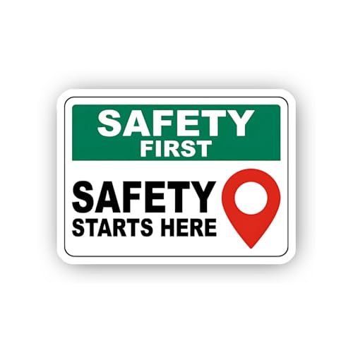 2 (Pieces) 3" and 5" Safety Starts Here Location Sign Sticker, Waterproof Vinyl Decals for Many Purp