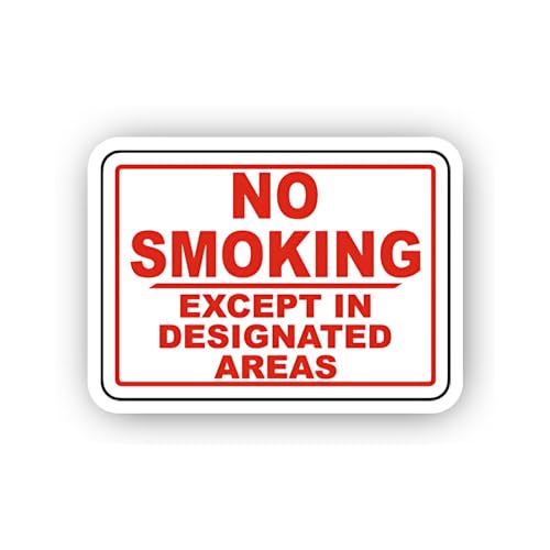 2 (Pieces) 3" and 5" Red Restricted Smoking Area Warning Sticker, Waterproof Vinyl Decals for Many P