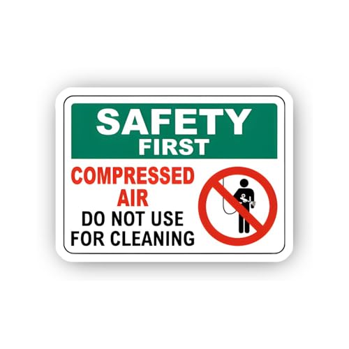 2 (Pieces) 3" and 5" Safety Sign: Do Not Use Compressed Air for Cleaning Sticker, Waterproof Vinyl D