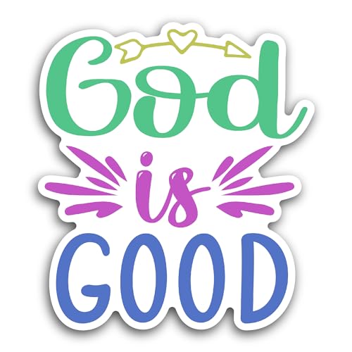 2 (Pieces) 3" and 5" God is Good Colorful Text Sticker, Waterproof Vinyl Decals for Many Purpose Lik