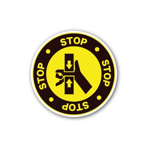 2 (Pieces) 3" and 5" Hand Crush Hazard Sign Sticker, Waterproof Vinyl Decals for Many Purpose Like C