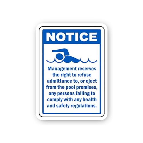 2 (Pieces) 3" and 5" Management Right to Refuse Admittance to Pool Notice Sticker, Waterproof Vinyl
