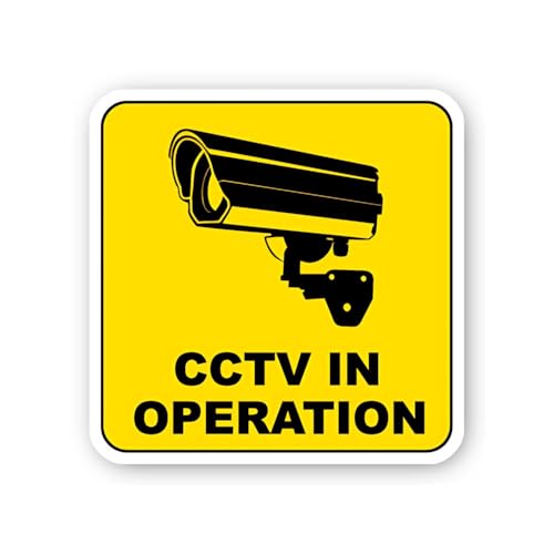 2 (Pieces) 3" and 5" Yellow CCTV in Operation Sticker, Waterproof Vinyl Decals for Many Purpose Like