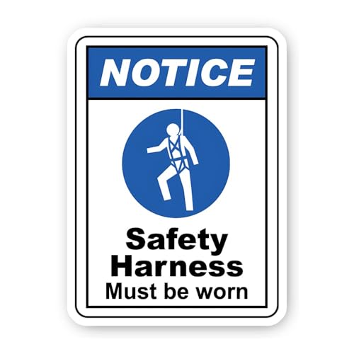 2 (Pieces) 3" and 5" Notice Safety Harness Must Be Worn Sticker, Waterproof Vinyl Decals for Many Pu