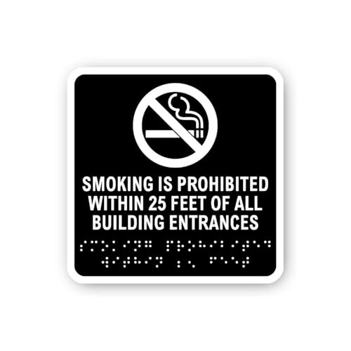 2 (Pieces) 3" and 5" Smoking Prohibited Within 25 Feet of Entrances Sticker, Waterproof Vinyl Decals