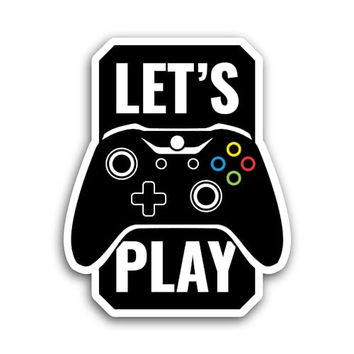 2 (Pieces) 3" and 5" Let's Play Joystick Sticker, Waterproof Vinyl Decals for Many Purpose Like Cars