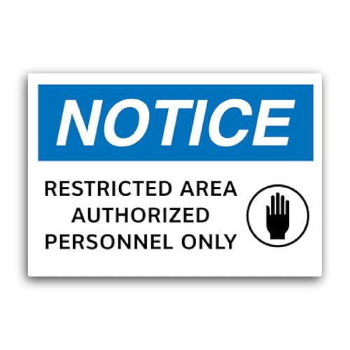 2 (Pieces) 3" and 5" Notice, Restricted Area Authorized Personnel Sign Sticker, Waterproof Vinyl Dec