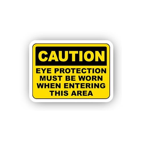 2 (Pieces) 3" and 5" Eye Protection Area Caution Sticker, Waterproof Vinyl Decals for Many Purpose L