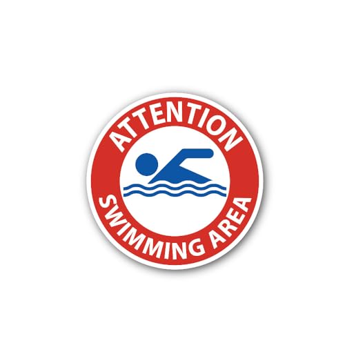 2 (Pieces) 3" and 5" Attention Area Swimming Sticker, Waterproof Vinyl Decals for Many Purpose Like