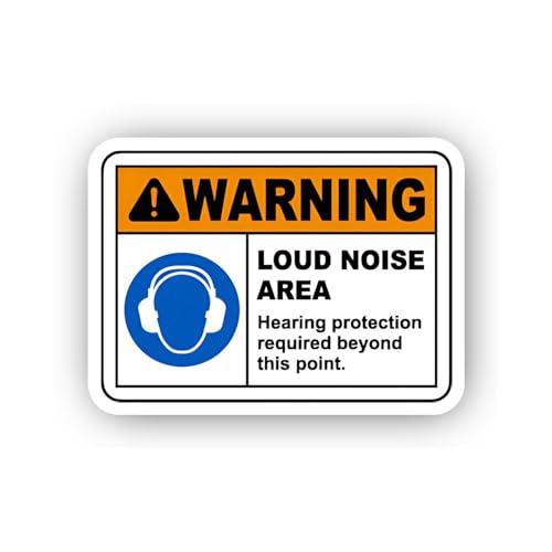 2 (Pieces) 3" and 5" Mandatory Hearing Protection Warning Sticker, Waterproof Vinyl Decals for Many