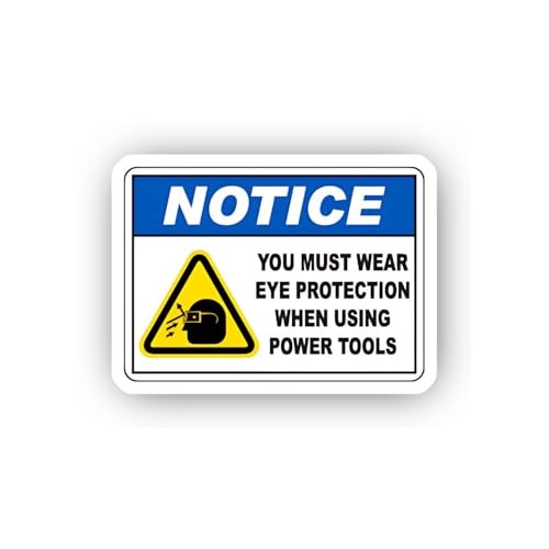 2 (Pieces) 3" and 5" Power Tool Safety Warning Sign Sticker, Waterproof Vinyl Decals for Many Purpos