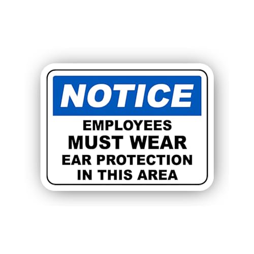 2 (Pieces) 3" and 5" Blue Notice Ear Protection Requirement Sticker, Waterproof Vinyl Decals for Man