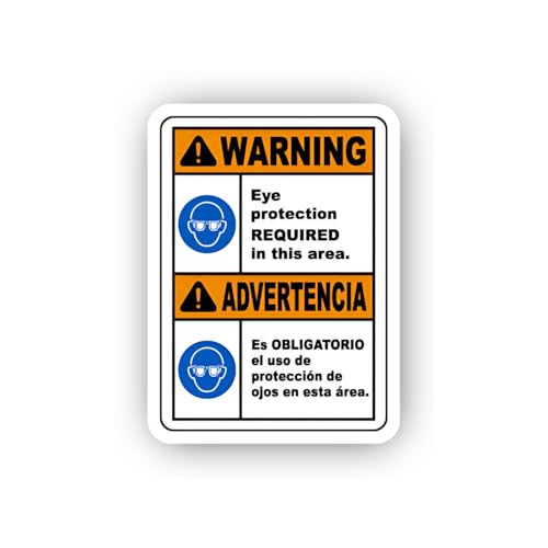 2 (Pieces) 3" and 5" Mandatory Spanish Eye Protection Sticker, Waterproof Vinyl Decals for Many Purp