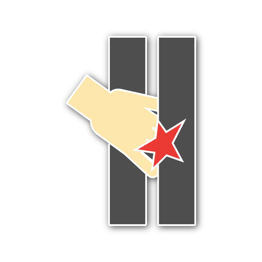 2 (Pieces) 3" and 5" Stylized Logo or icon Featuring a Hand with a red Star on The Palm Sticker, Wat