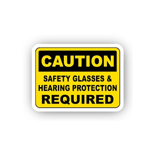 2 (Pieces) 3" and 5" Safety Glasses and Hearing Protection Required Sticker, Waterproof Vinyl Decals