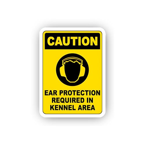 2 (Pieces) 3" and 5" Kennel Ear Protection Caution Sticker, Waterproof Vinyl Decals for Many Purpose