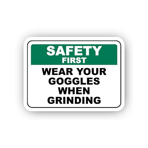 2 (Pieces) 3" and 5" Grinding Eye Safety Instructions Sticker, Waterproof Vinyl Decals for Many Purp