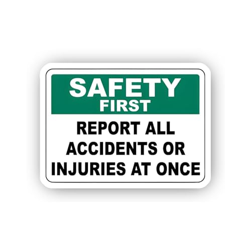 2 (Pieces) 3" and 5" Report All Accidents and Injuries Sign Sticker, Waterproof Vinyl Decals for Man